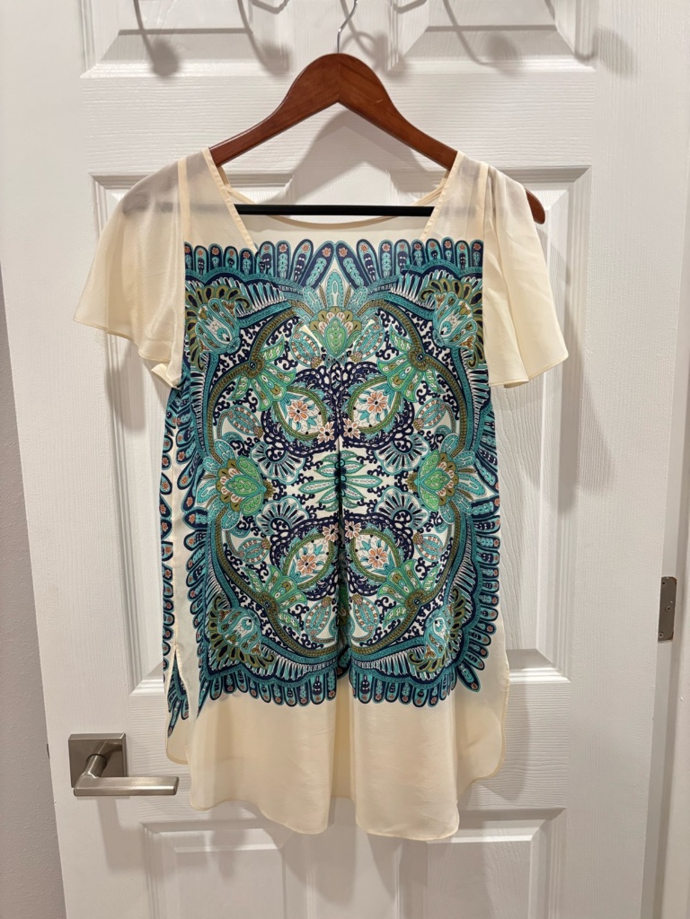 Anthropologie Maeve Cream Silk tunic top size XS - Picture 5 of 12
